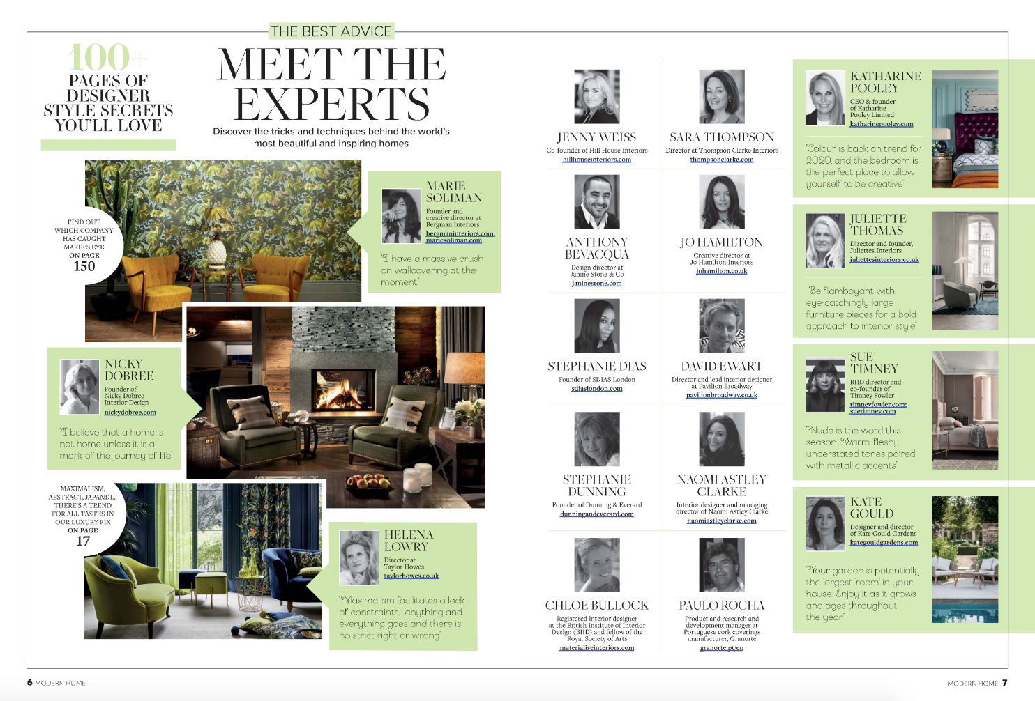 Modern Home magazine features a Meet the Experts section