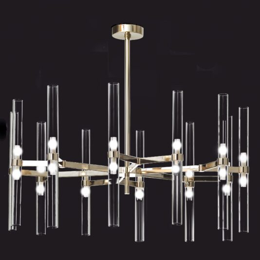 Contemporary Tubular Glass Chandelier