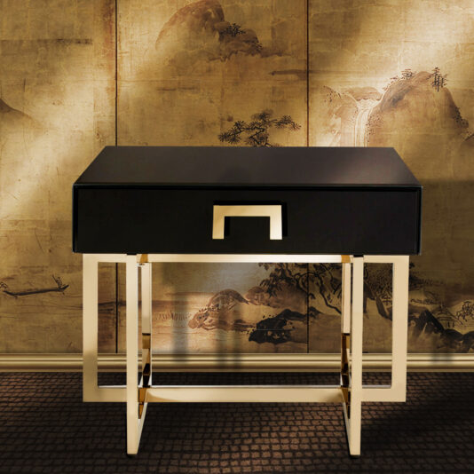 Modern Black Glass Side Table