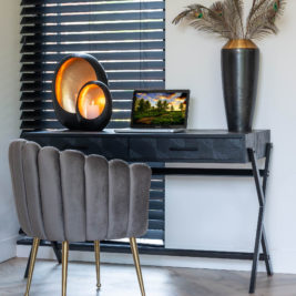 Contemporary Ebony Gold Leaf Dining Table