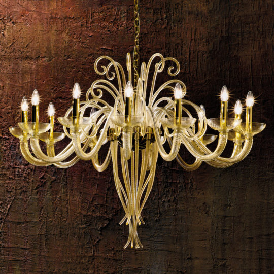 Luxury Gold Leaf Murano Glass Chandelier