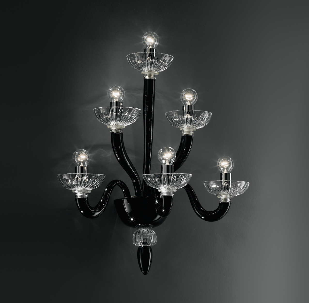 Black Murano Glass Modern Wall Light