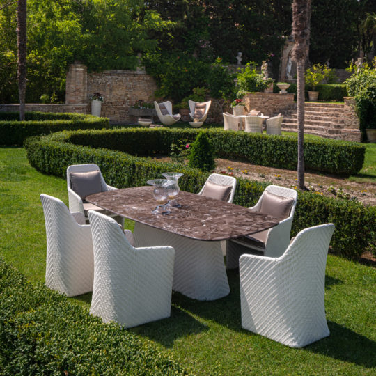 Outdoor Rectangular Marble Dining Furniture