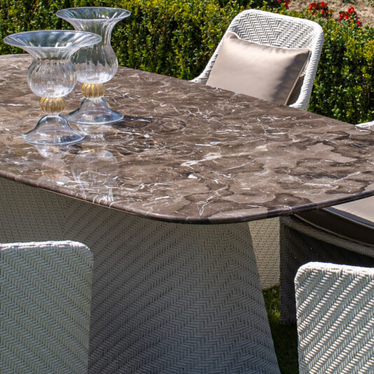 Outdoor Oval Marble Dining Set