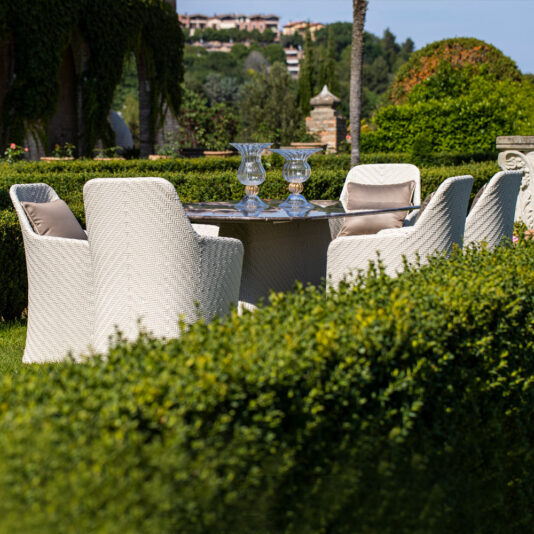 Outdoor Oval Marble Dining Set