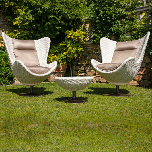 Rattan Style Winged Outdoor Armchair