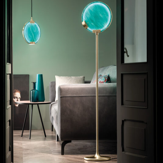 Modern Round Spectrum Glass Diffuser Floor Lamp