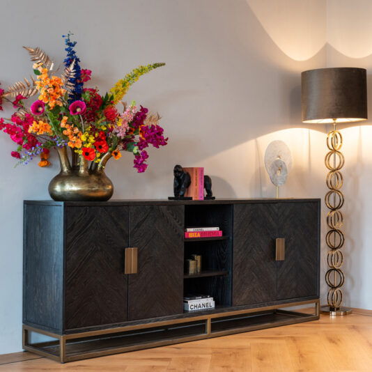 Black Oak And Brushed Gold Effect Sideboard