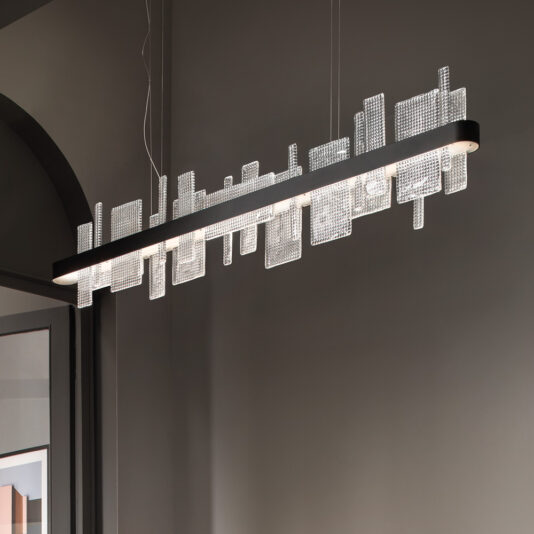 Modern Long Glass Chandelier