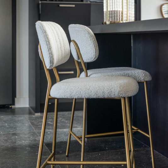 White And Brushed Gold Finish Bar Stool