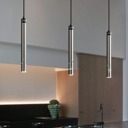 Industrial Nickel Tube Pendant Light