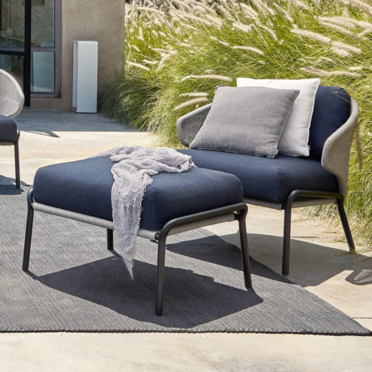 Contemporary Outdoor Garden Armchair And Footstool