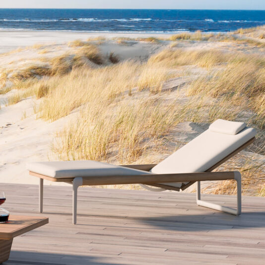 Contemporary Teak Sun Lounger