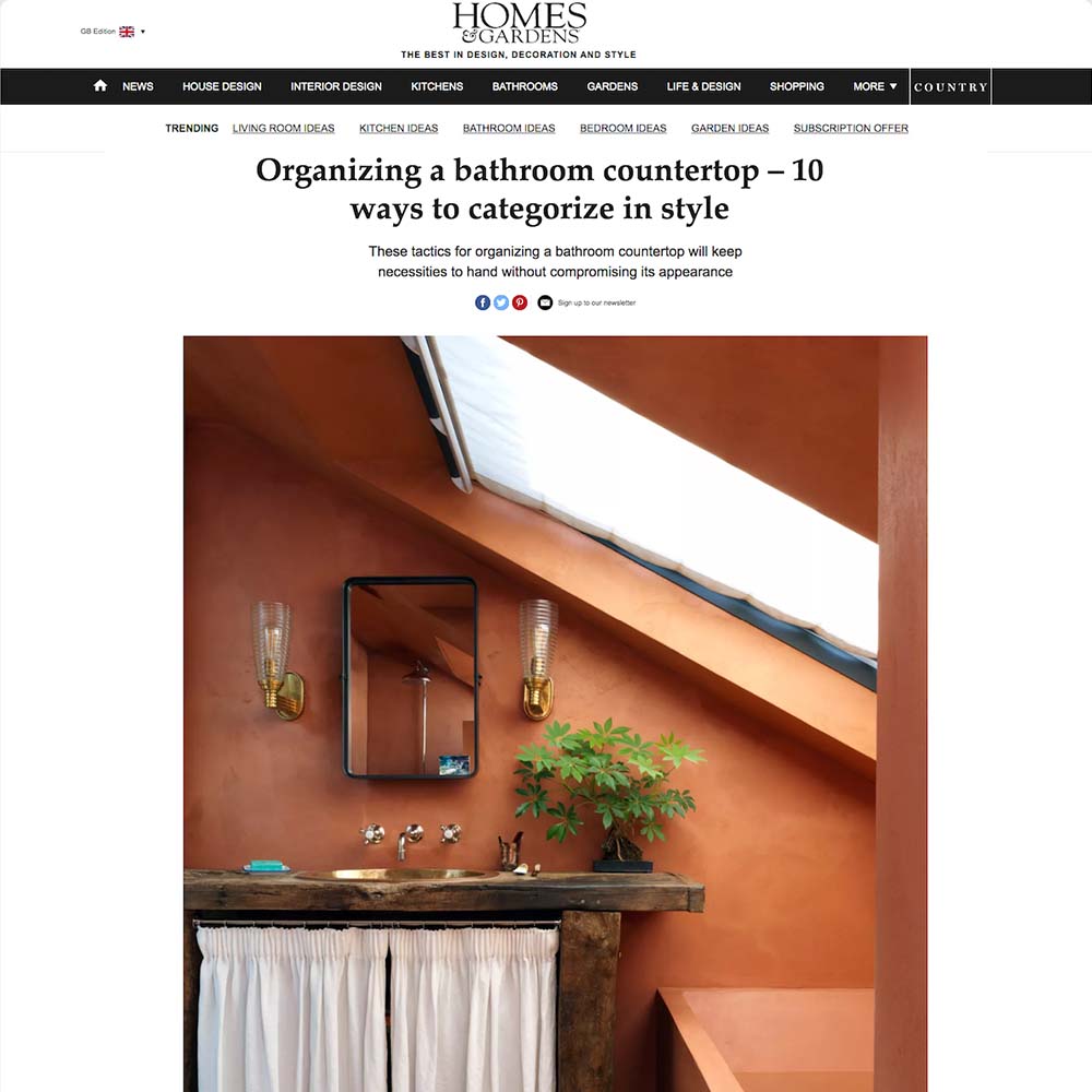 Homes & Gardens article on organising a bathroom countertop