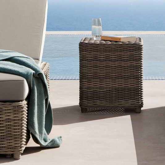 Wicker Style Outdoor Side Table Stool