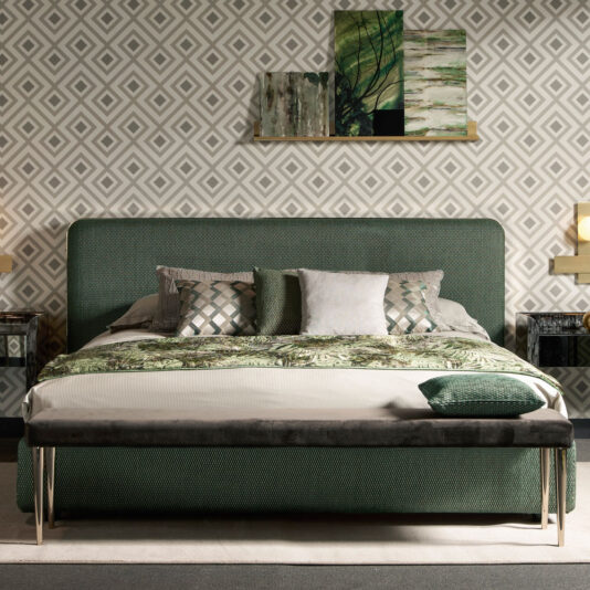 Contemporary Curved Upholstered Bed