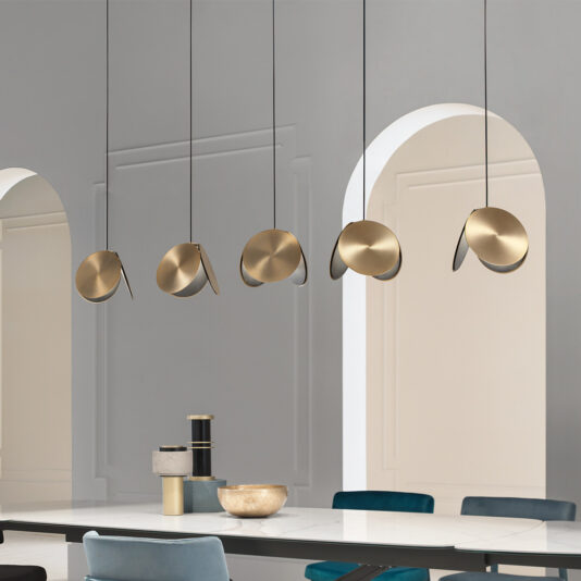 Contemporary Metal Disc Pendant Light