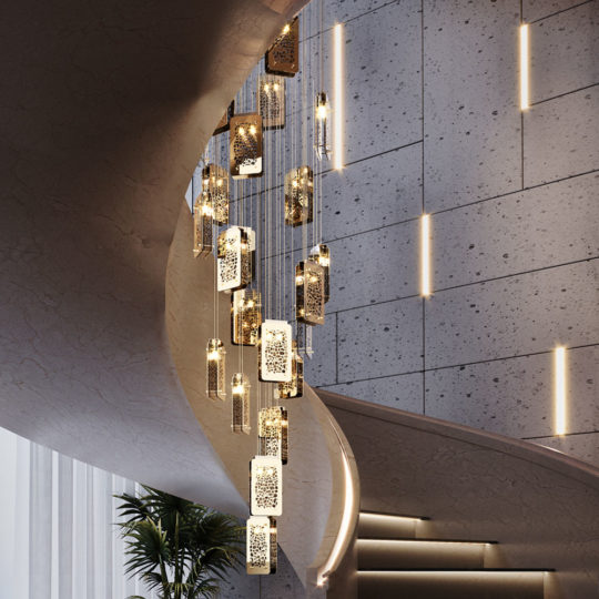 Contemporary Stairwell Chandelier