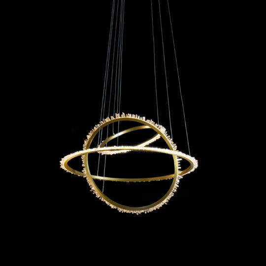 Modern Quartz Crystal Hoop Chandelier