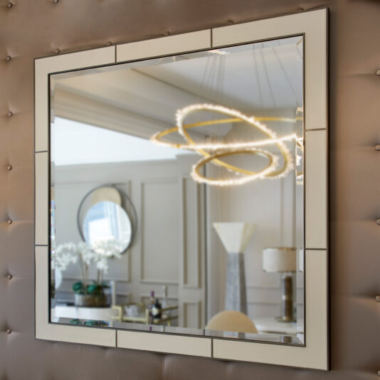 Square Designer Leather Wall Mirror