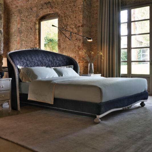 Classic Style Upholstered Winged Bed