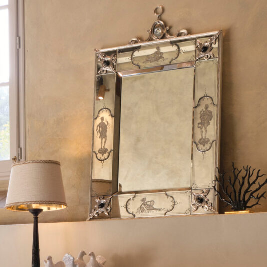 Luxury Venetian Mirror With Black Onyx Details