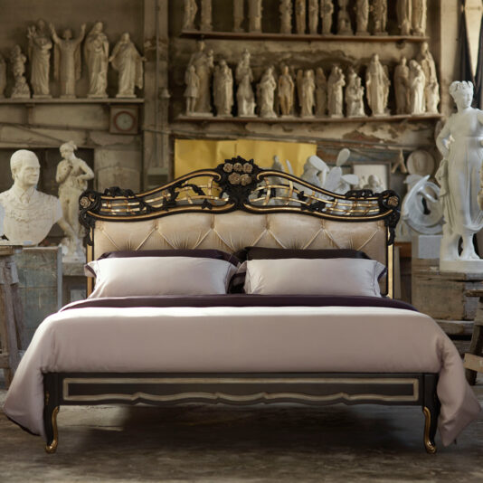 Ornate Button Upholstered Italian Bed