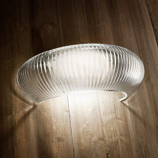 Contemporary Ribbed Glass Wall Light