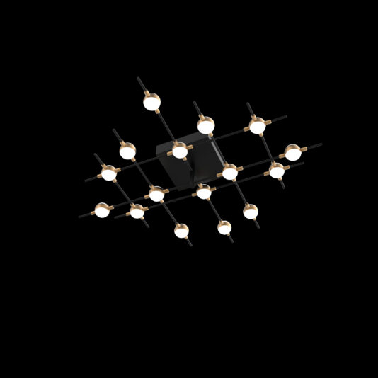 Luxury Black And Gold 16 Flush Ceiling Light