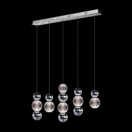 Luxury Chrome LED Pendant Light Bar