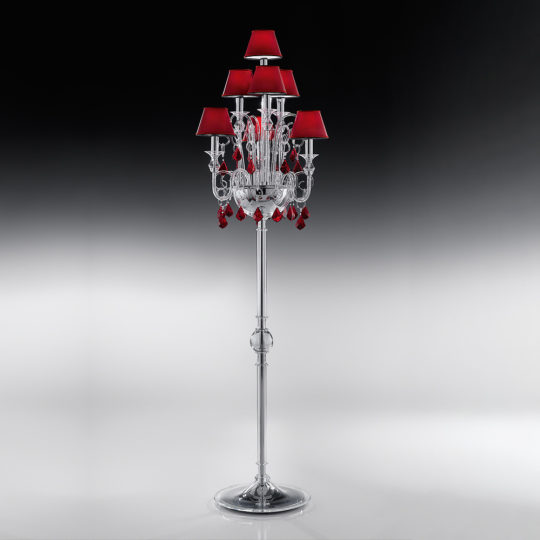 Traditional Floor Lamp With Red Crystal Drops