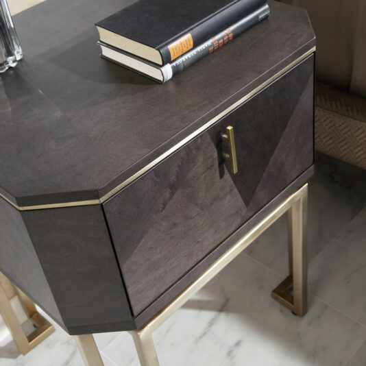 Modern Geometric Veneer Bedside Table