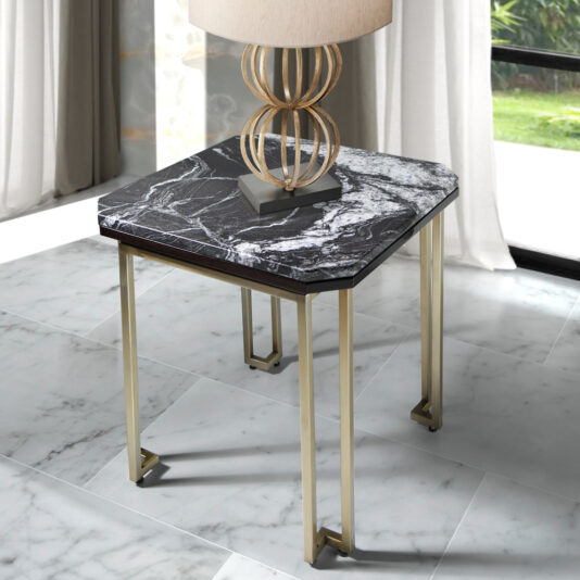 Luxury Black Marble Top End Table