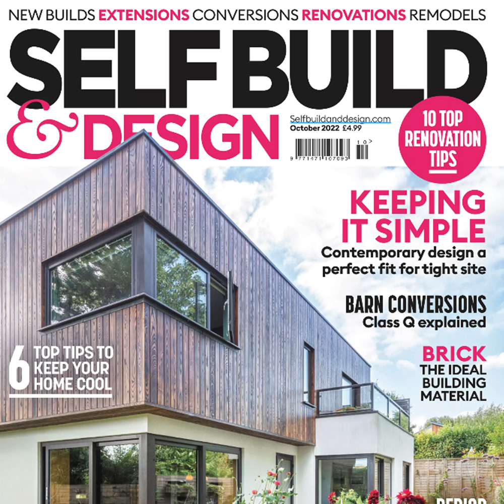 Cover of Self Build & Design magazine in which a chandelier by Juliettes Interiors features