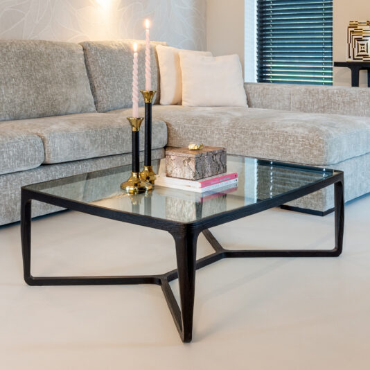 Modern Black Ash Wood Veneer Coffee Table