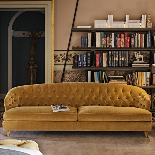 Large Button Upholstered Velvet Sofa