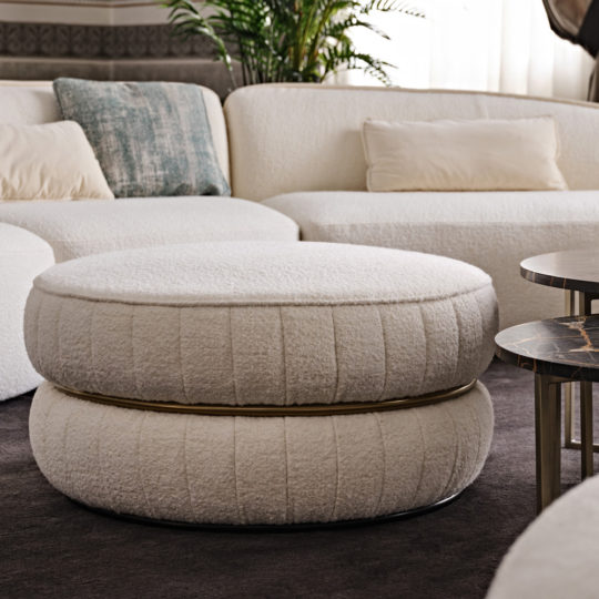 Luxury Round Bouclé Pouffe