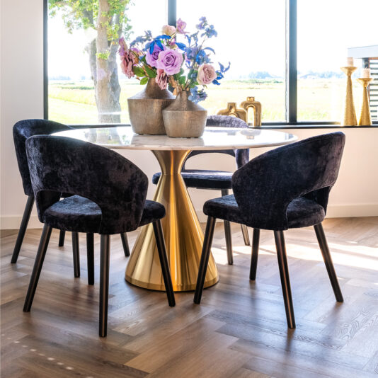 Modern Black Chenille Dining Chair