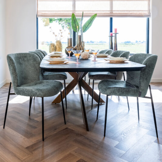 Modern Green Fabric Dining Chair