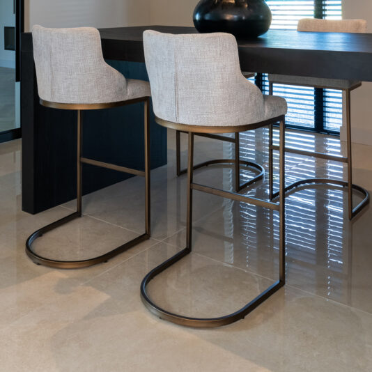 Modern Beige Fabric Bar Stool