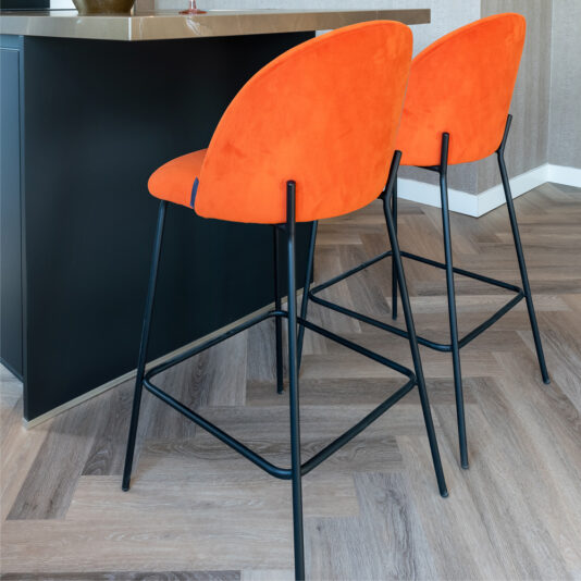 Modern Orange Fabric Bar Stool