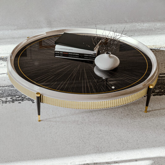 High End Veneered Low Round Coffee Table