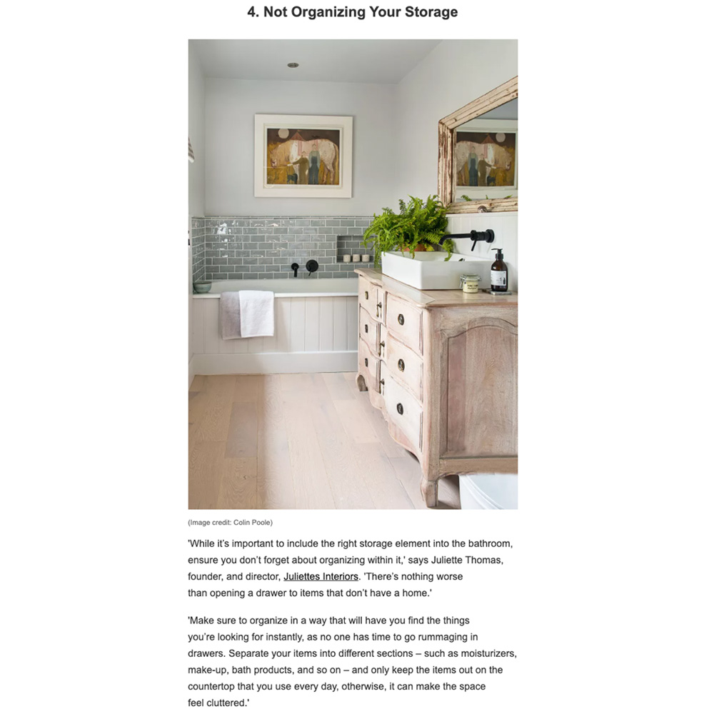 Another page from article about common bathroom storage mistakes