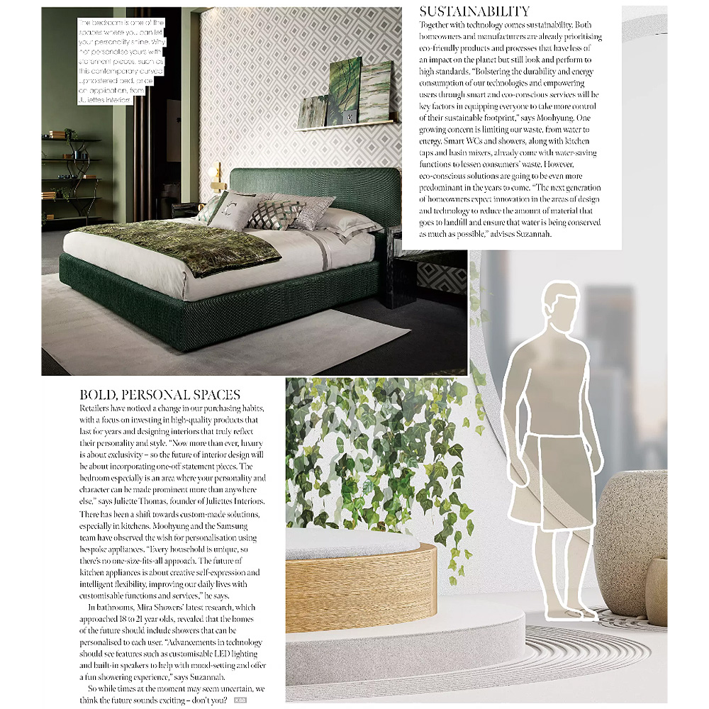 A designer bed and comments from Juliettes Interiors feature in an article about the future of our homes 