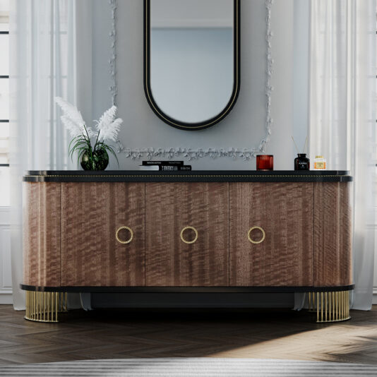 Oval Veneer 3 Door Buffet