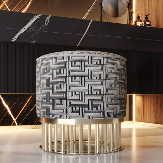 Luxury Pouffe With Brass Base