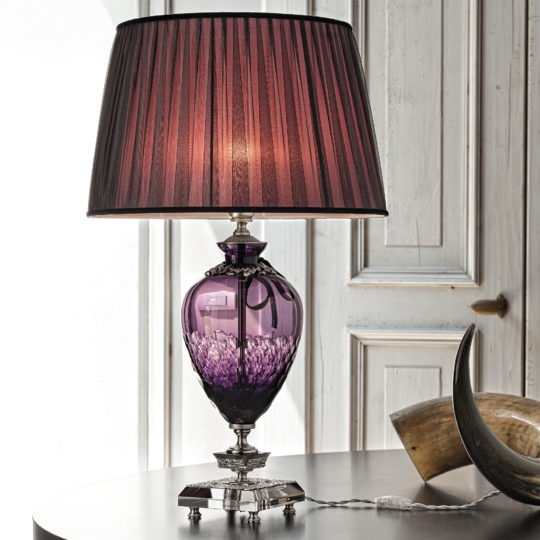 Large Amethyst Cut Glass Table Lamp