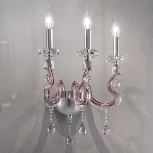 Contemporary 3 Arm Candle Style Glass Wall Light