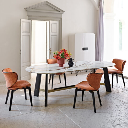 Contemporary Oval Quartz Dining Set