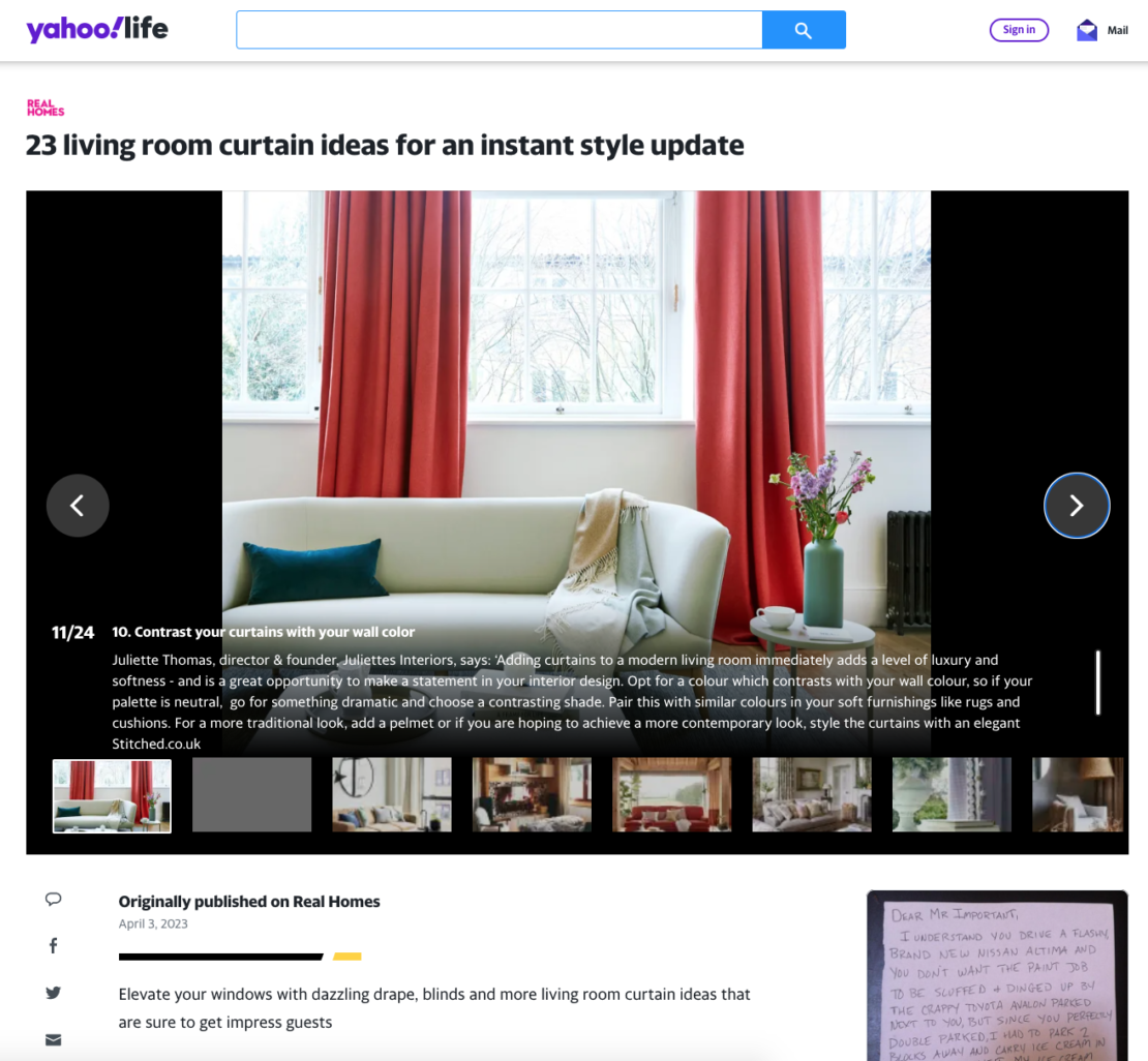 Living Room Curtain Ideas article published on Real Homes featuring Juliettes Interiors.